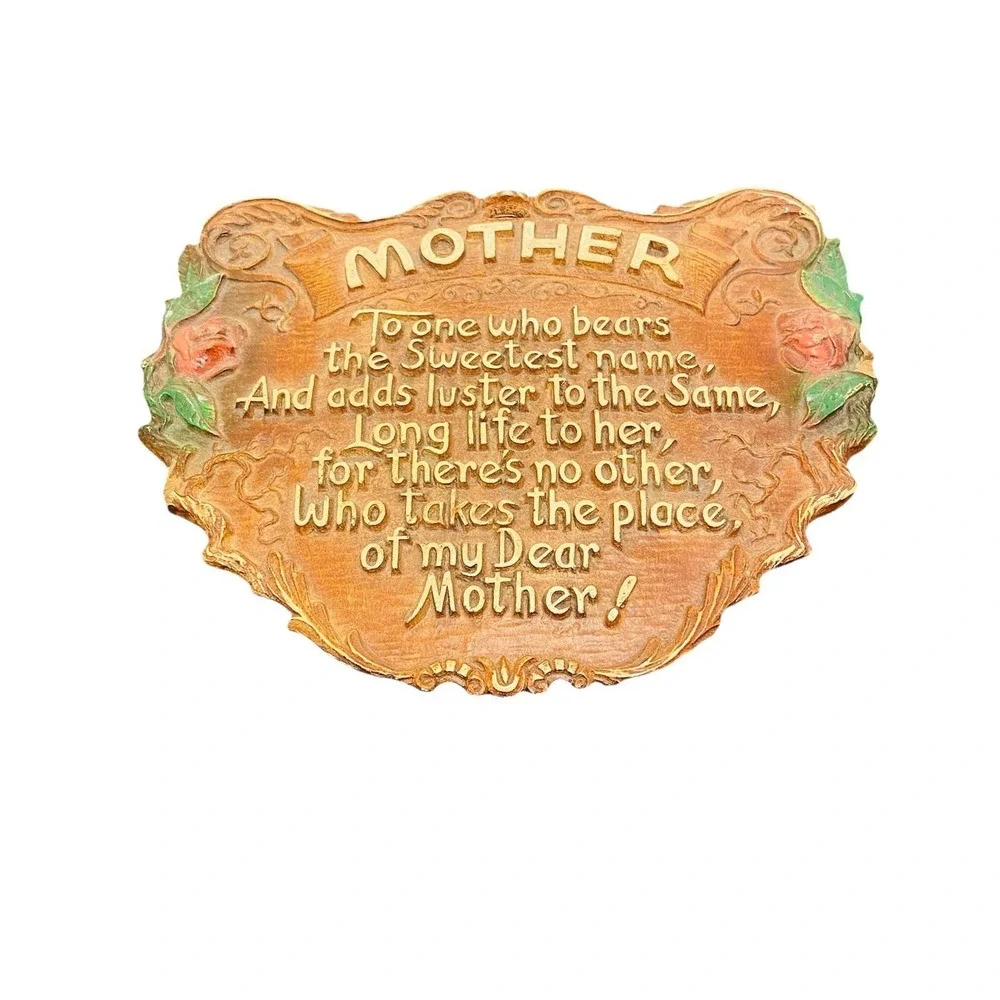 Vintage Mother's Poem Wall Plaque Wood Composite 6.5